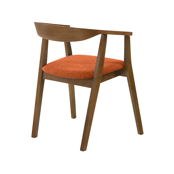 Armen Living Santana Wood Dining Chair in Walnut Finish with Orange Fabric - Set of 2 - LCSACHWAOR