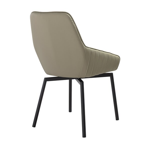 Armen Living Shilo Swivel Upholstered Dining Chair in Taupe Gray Faux Leather with Black Metal Legs - Set of 2 - LCSHSITAGRYBLK