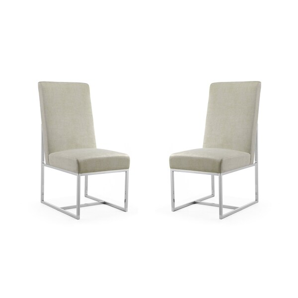 Manhattan Comfort Element Velvet Dining Chair in Champagne (Set of 2) - 2-DC030-OM