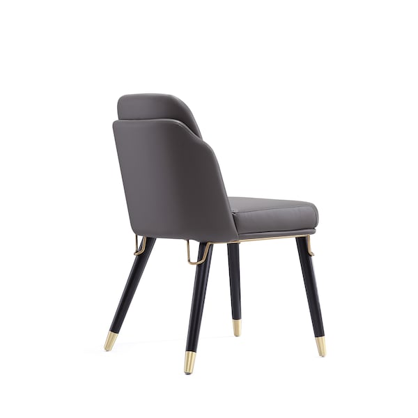 Manhattan Comfort Estelle Dining Chair in Pebble and Black (Set of 2) - 2-DC042-PE