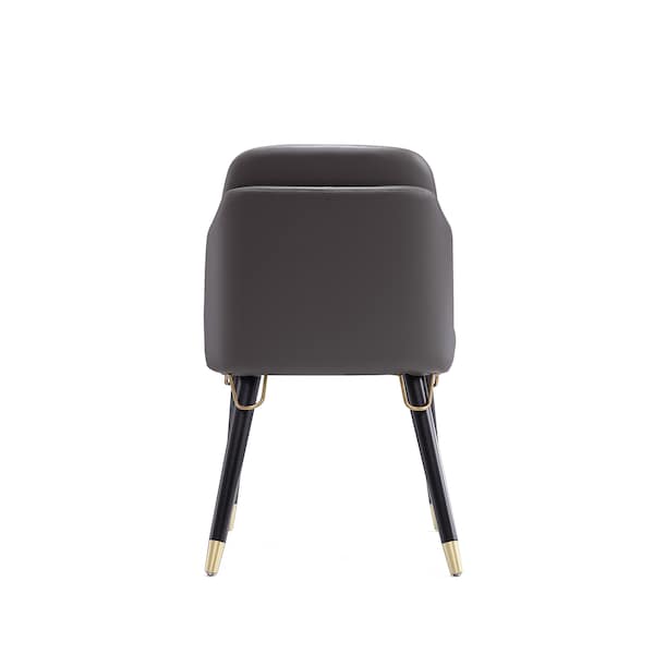 Manhattan Comfort Estelle Dining Chair in Pebble and Black (Set of 2) - 2-DC042-PE