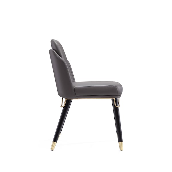 Manhattan Comfort Estelle Dining Chair in Pebble and Black (Set of 2) - 2-DC042-PE