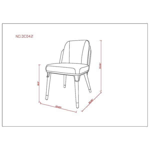 Manhattan Comfort Estelle Dining Chair in Pebble and Black (Set of 2) - 2-DC042-PE