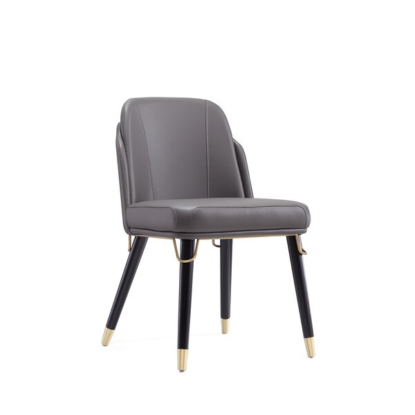 Manhattan Comfort Estelle Dining Chair in Pebble and Black (Set of 2) - 2-DC042-PE