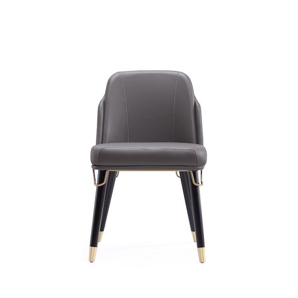 Manhattan Comfort Estelle Dining Chair in Pebble and Black (Set of 2) - 2-DC042-PE