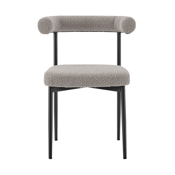 Armen Living Shannon Dining Chair with Matte Black Iron and Thundercloud Gray Fabric - Set of 2 - LCSNSIBLKTGRY