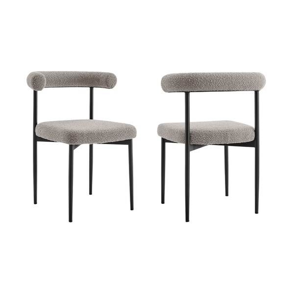 Armen Living Shannon Dining Chair with Matte Black Iron and Thundercloud Gray Fabric - Set of 2 - LCSNSIBLKTGRY