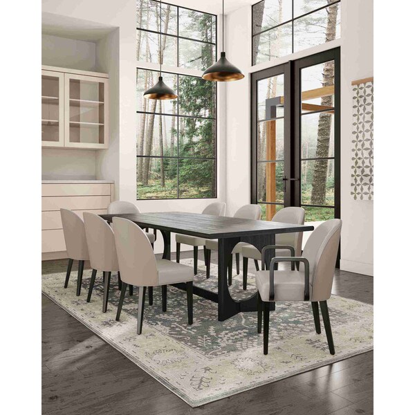 Manhattan Comfort Hillman Dining Side and Arm Chairs in Light Grey - Set of 8 - 6-DC087-LG