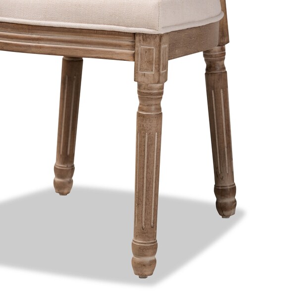 Baxton Studio Louis Traditional Beige Fabric Upholstered Wood and Rattan Dining Chair Set(2PC) PR - 200-2PC-12335-ZORO