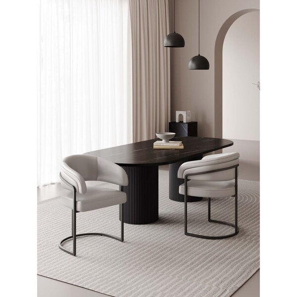 Manhattan Comfort Augusta Dining Chair in Light Grey, 2PK - 2-DC094-LG