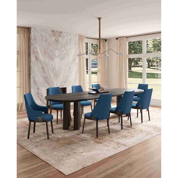 Manhattan Comfort 8-Piece Kara Dining Side and Arm Chairs in Blue - 6-DC057-BL