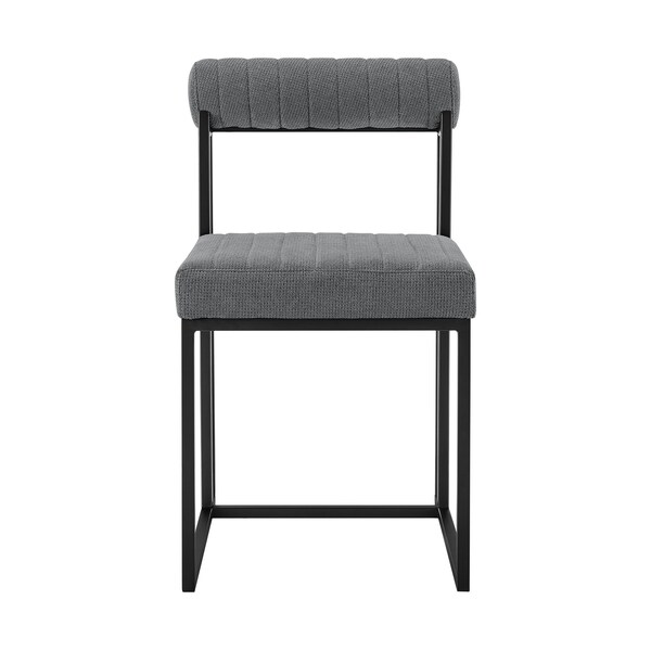 Armen Living Anastasia Dining Chair with Matte Black Iron and Anchor Gray Fabric - Set of 2 - LCANSIBLKAGRY