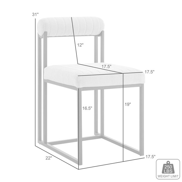 Armen Living Anastasia Dining Chair with Matte Black Iron and Anchor Gray Fabric - Set of 2 - LCANSIBLKAGRY