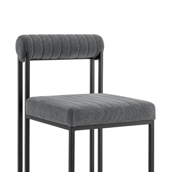 Armen Living Anastasia Dining Chair with Matte Black Iron and Anchor Gray Fabric - Set of 2 - LCANSIBLKAGRY