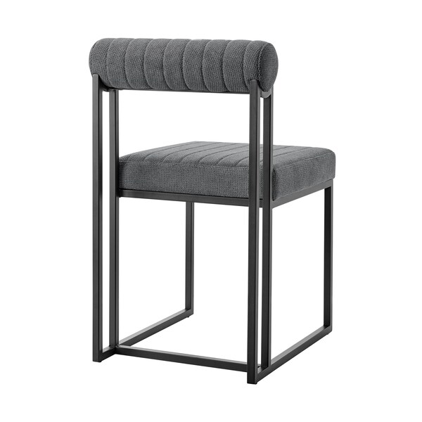 Armen Living Anastasia Dining Chair with Matte Black Iron and Anchor Gray Fabric - Set of 2 - LCANSIBLKAGRY