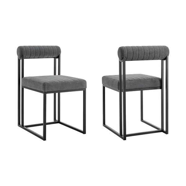 Armen Living Anastasia Dining Chair with Matte Black Iron and Anchor Gray Fabric - Set of 2 - LCANSIBLKAGRY
