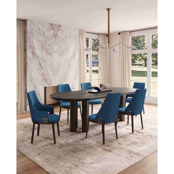 Manhattan Comfort 6-Piece Kara Dining Side and Arm Chairs in Blue - 4-DC057-BL