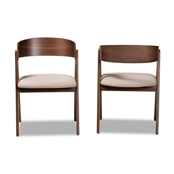 Baxton Studio Danton Mid-Century Beige Fabric Upholstered and Walnut Brown Finished Wood Dining Chair Set(2PC) PR - 191-2PC-11704-ZORO