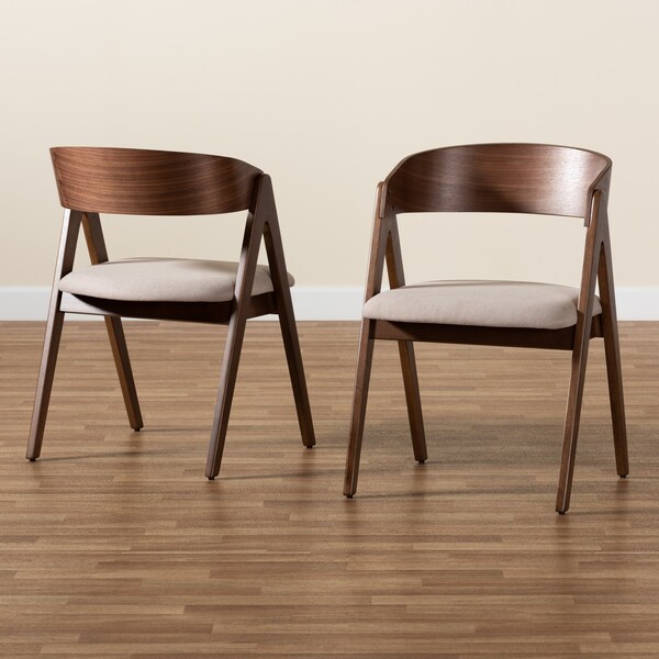 Baxton Studio Danton Mid-Century Beige Fabric Upholstered and Walnut Brown Finished Wood Dining Chair Set(2PC) PR - 191-2PC-11704-ZORO