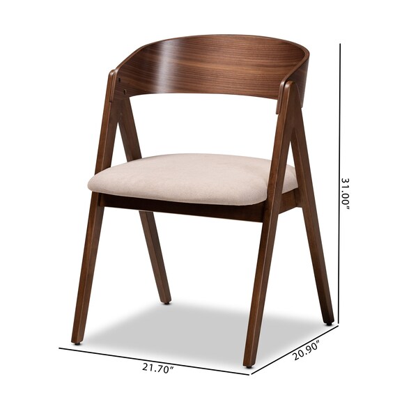 Baxton Studio Danton Mid-Century Beige Fabric Upholstered and Walnut Brown Finished Wood Dining Chair Set(2PC) PR - 191-2PC-11704-ZORO