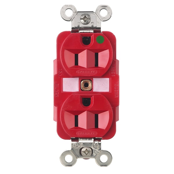 Hubbell 15A Duplex Receptacle 125VAC 5-15R RD - HBL8200RED