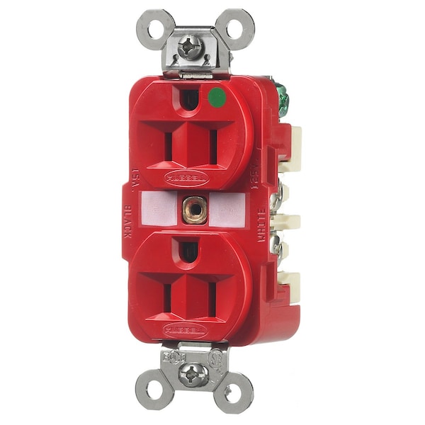 Hubbell 15A Duplex Receptacle 125VAC 5-15R RD - HBL8200RED