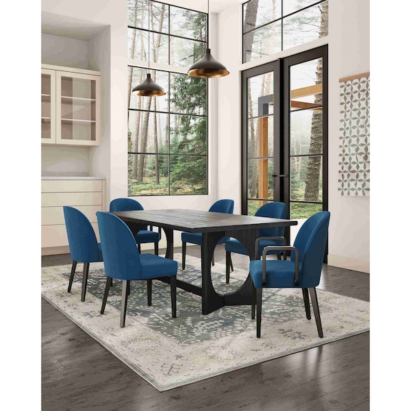 Manhattan Comfort Hillman Dining Side and Arm Chairs in Light Blue - Set of 6 - 4-DC087-BL