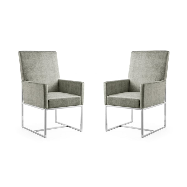 Manhattan Comfort Element Dining Armchair in Steel (Set of 2) - 2-DC029-ST