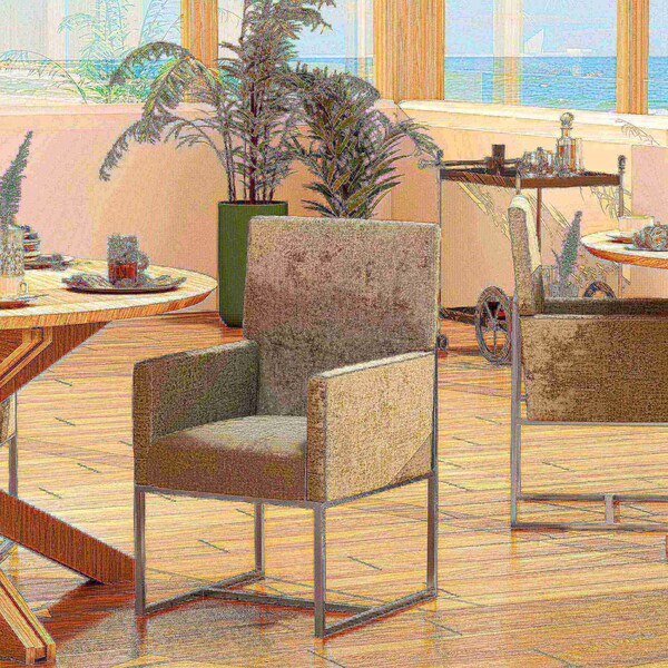 Manhattan Comfort Element Dining Armchair in Steel (Set of 2) - 2-DC029-ST