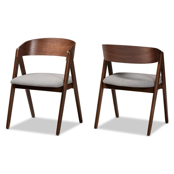 Baxton Studio Danton Mid-Century Grey Fabric Upholstered and Walnut Brown Finished Wood Dining Chair Set(2PC) PR - 191-2PC-11705-ZORO