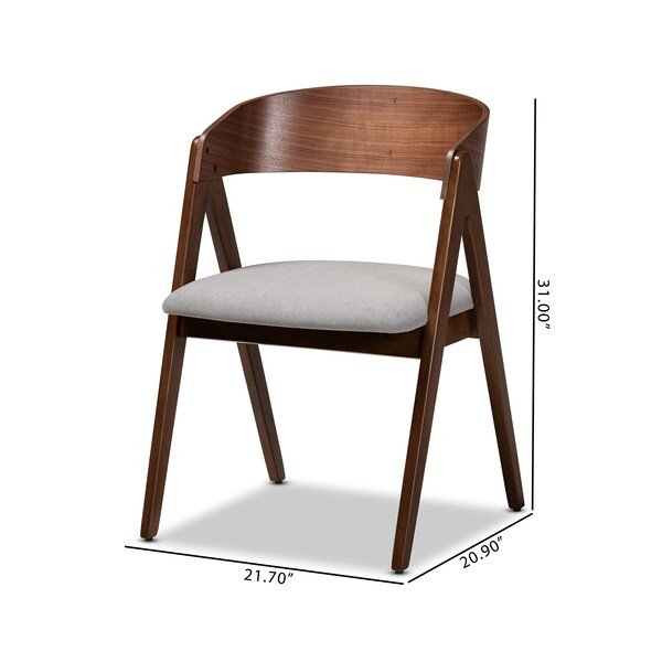 Baxton Studio Danton Mid-Century Grey Fabric Upholstered and Walnut Brown Finished Wood Dining Chair Set(2PC) PR - 191-2PC-11705-ZORO