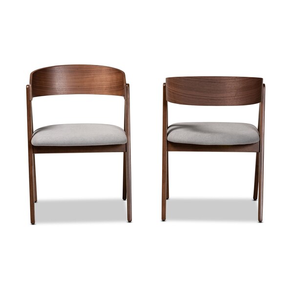 Baxton Studio Danton Mid-Century Grey Fabric Upholstered and Walnut Brown Finished Wood Dining Chair Set(2PC) PR - 191-2PC-11705-ZORO