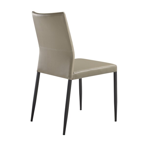 Armen Living Kash Upholstered Dining Chair in Taupe Gray Faux Leather and Black Metal Legs - Set of 2 - LCKASITAGRYBLK