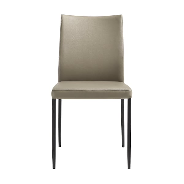 Armen Living Kash Upholstered Dining Chair in Taupe Gray Faux Leather and Black Metal Legs - Set of 2 - LCKASITAGRYBLK