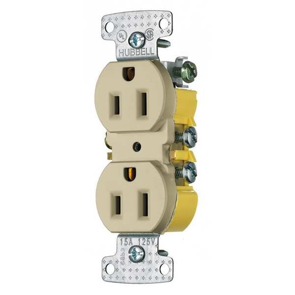 Hubbell 15A Duplex Receptacle 125VAC 5-15R IV - RR15I