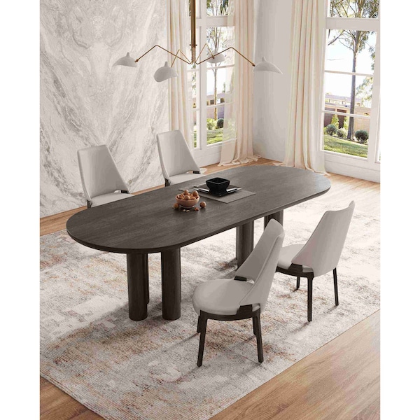 Manhattan Comfort Kara Dining Side Chair in Light Grey- Set of 4 - 2-DC057-LG