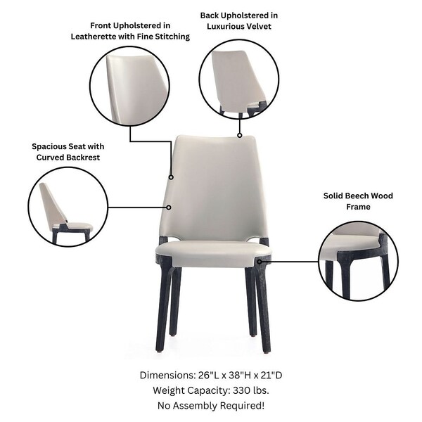 Manhattan Comfort Kara Dining Side Chair in Light Grey- Set of 4 - 2-DC057-LG
