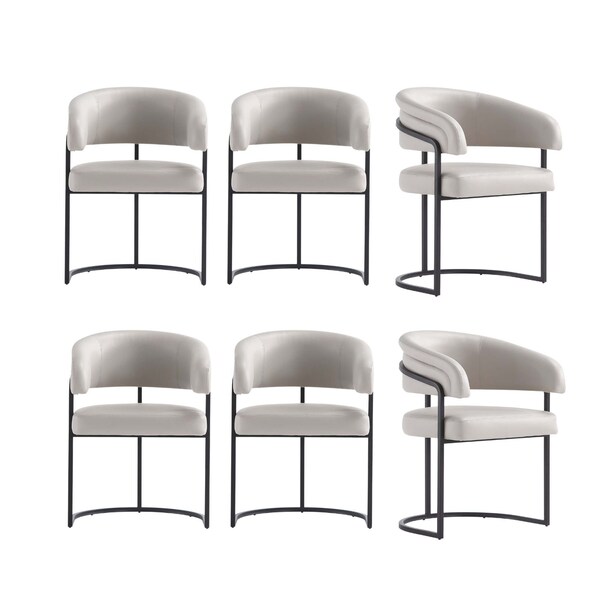 Manhattan Comfort Augusta Dining Chair in Light Grey, 6PK - 6-DC094-LG