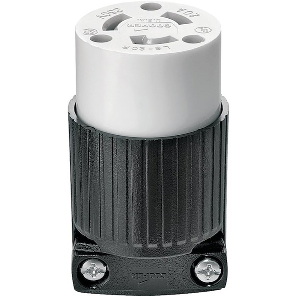 Eaton Wiring Devices Electrical Connector, 2 -Pole, 20 A, 250 V, NEMA: NEMA L6-20, Black/White - L620C