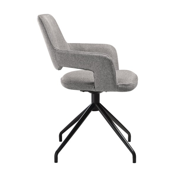 Armen Living Penny Swivel Upholstered Dining Chair in Gray Fabric with Black Metal Legs - Set of 2 - LCPESIGRYBLK
