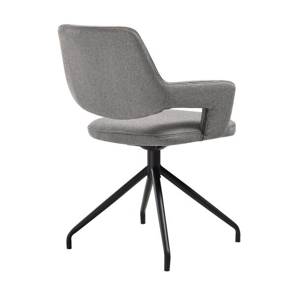 Armen Living Penny Swivel Upholstered Dining Chair in Gray Fabric with Black Metal Legs - Set of 2 - LCPESIGRYBLK