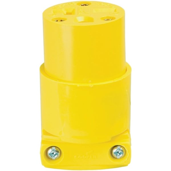 Eaton Wiring Devices Armored Connector, 2 -Pole, 20 A, 250 VAC, Screw, NEMA: NEMA 6-15R, Yellow - 4229-BOX