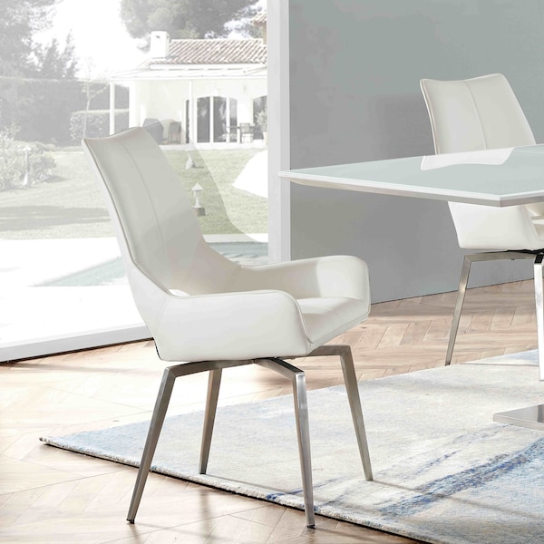 Global Furniture Usa Contemporary PU D4878 2 White Dining Chair - 3198