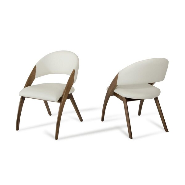 Homeroots Modern Dining Chair - Cream and Walnut - 283004