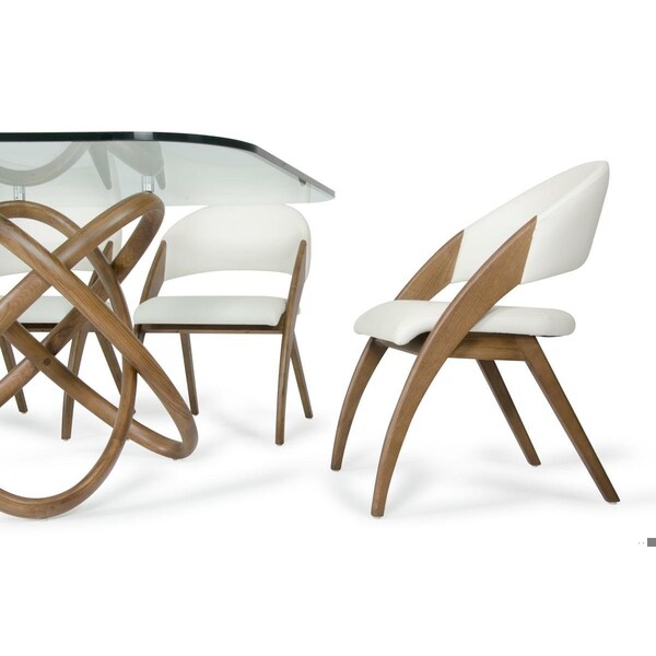 Homeroots Modern Dining Chair - Cream and Walnut - 283004