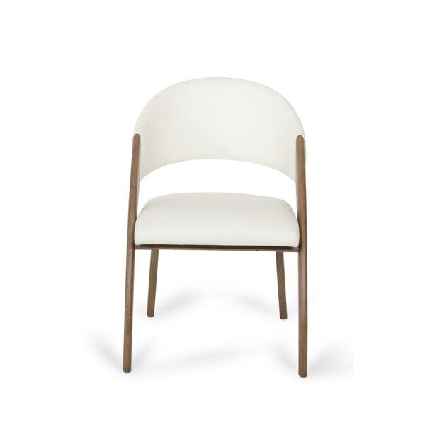 Homeroots Modern Dining Chair - Cream and Walnut - 283004