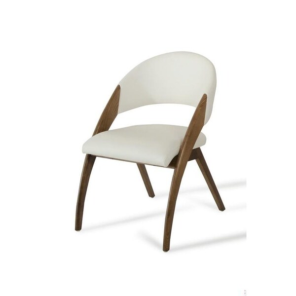 Homeroots Modern Dining Chair - Cream and Walnut - 283004