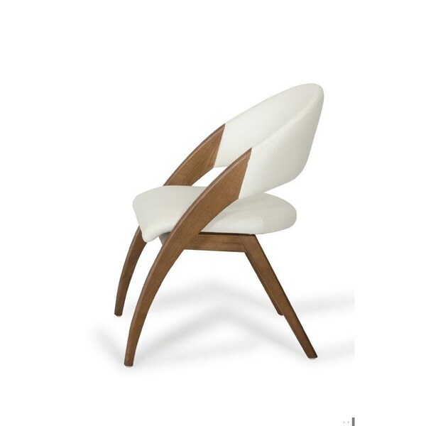 Homeroots Modern Dining Chair - Cream and Walnut - 283004