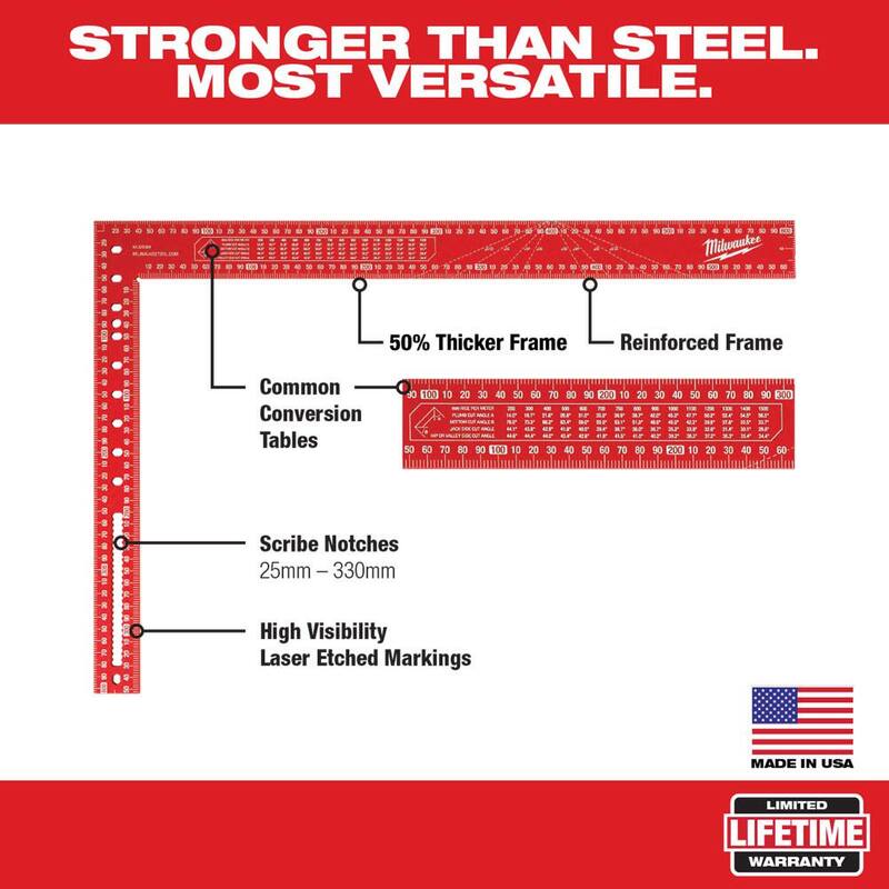 Milwaukee 400 mm x 600 mm Aluminum Framing Square - MLSQ124