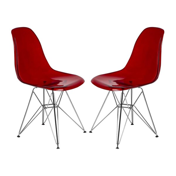 Kd Americana Cresco Molded Eiffel Side Chair - Transparent Red - Set of 2 - KD3026945